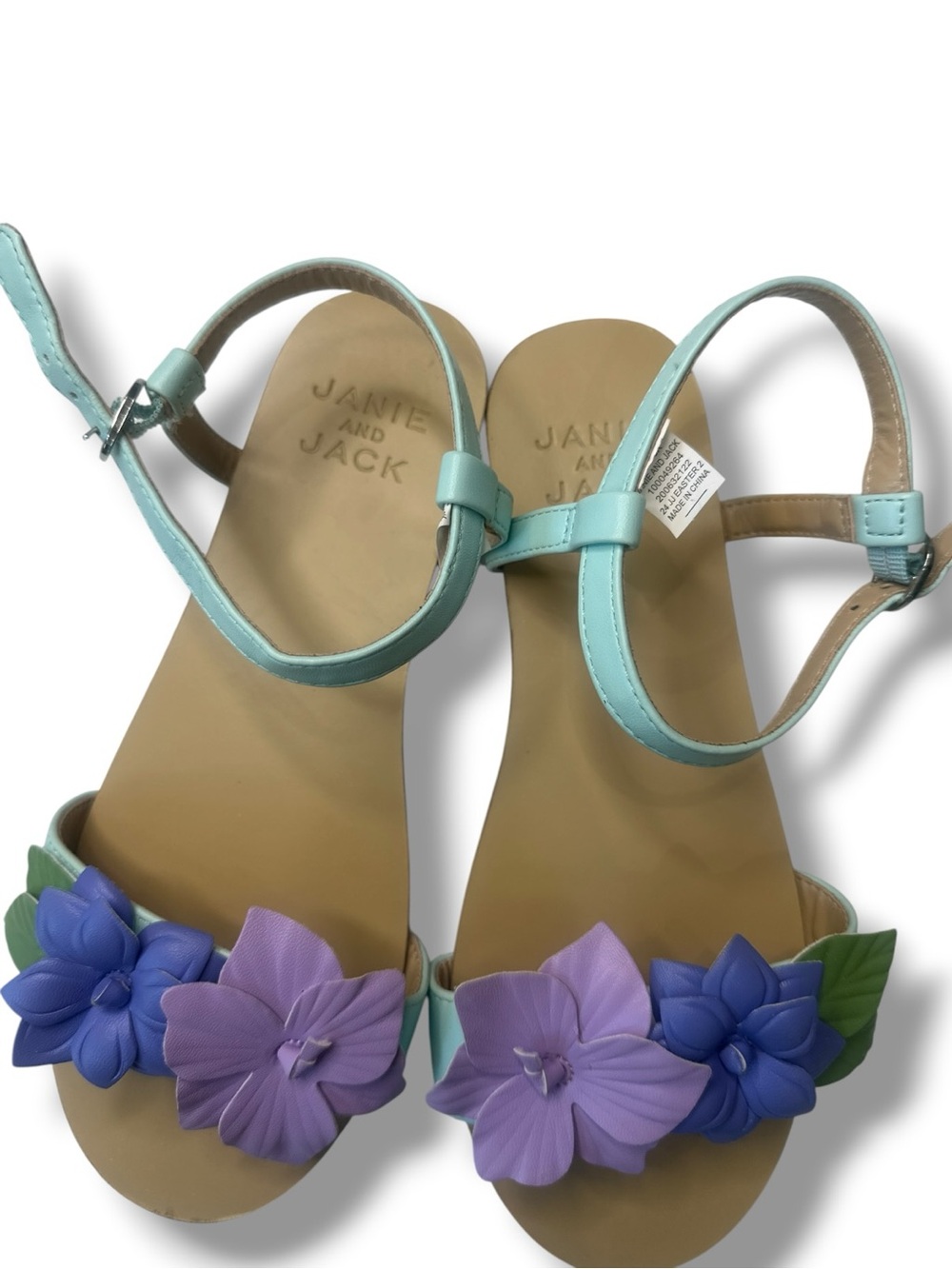 Janie and Jack - Flower Petal Sandal in Mint - Girls Size 3